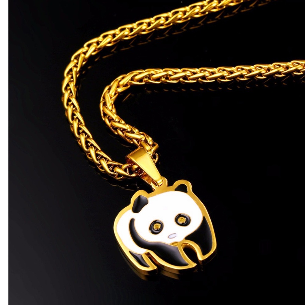 New 18k gold plated panda necklace